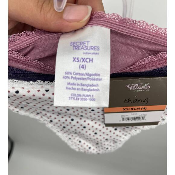 Secret Treasures Womens 3 Pack Thong Underwear Panties New Size XS 4 - Picture 8 of 8